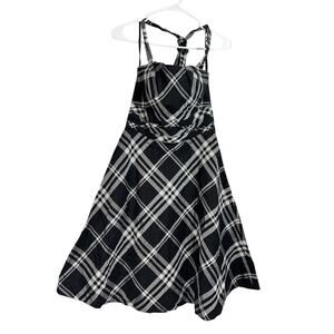 White House Black Market Womens Strapless Halter Cocktail Dress Plaid Size 2